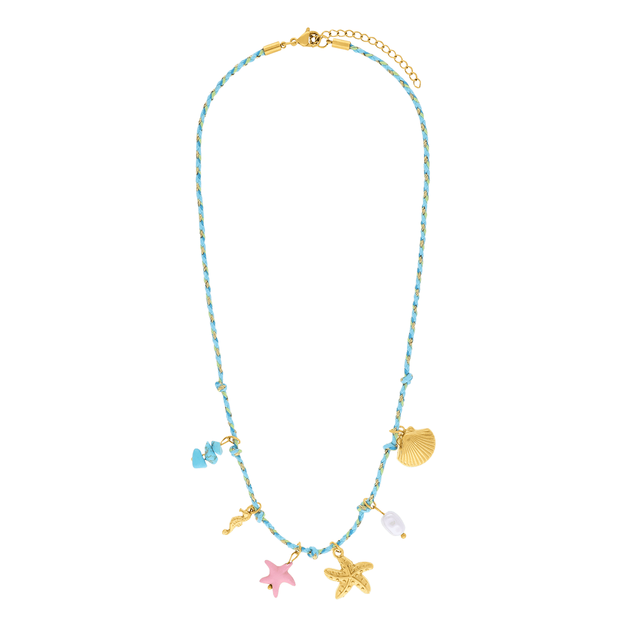 Edelstahlkette blau mit Anhängern für Damen