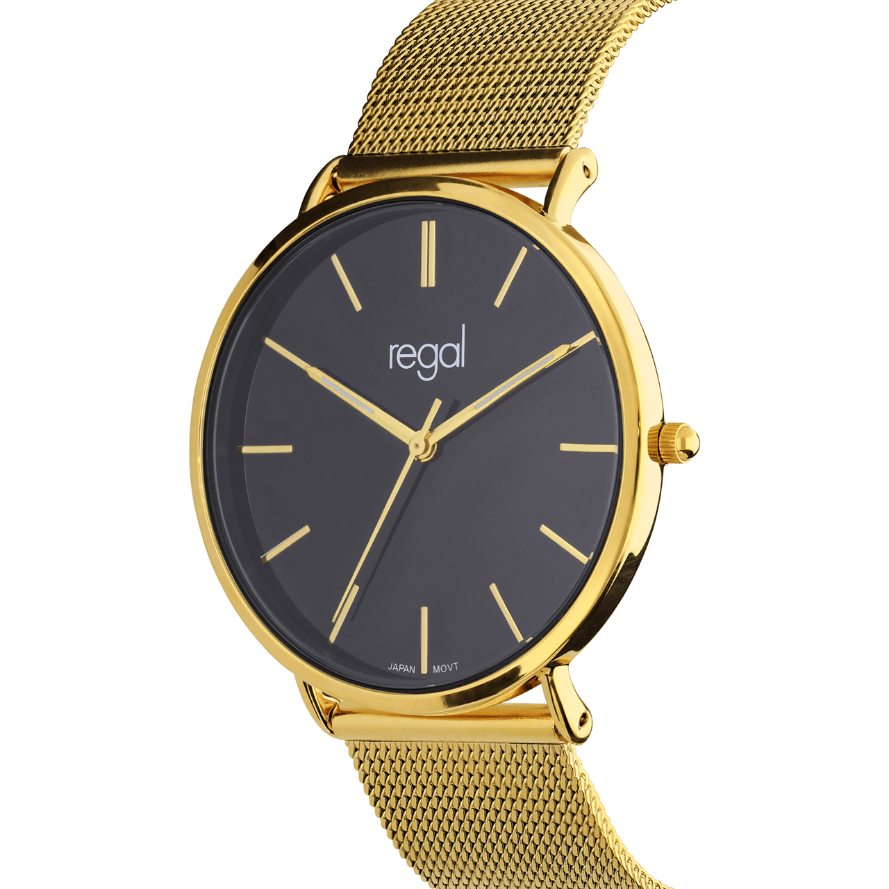 Regal dameshorloge met goud kleurige mesh band