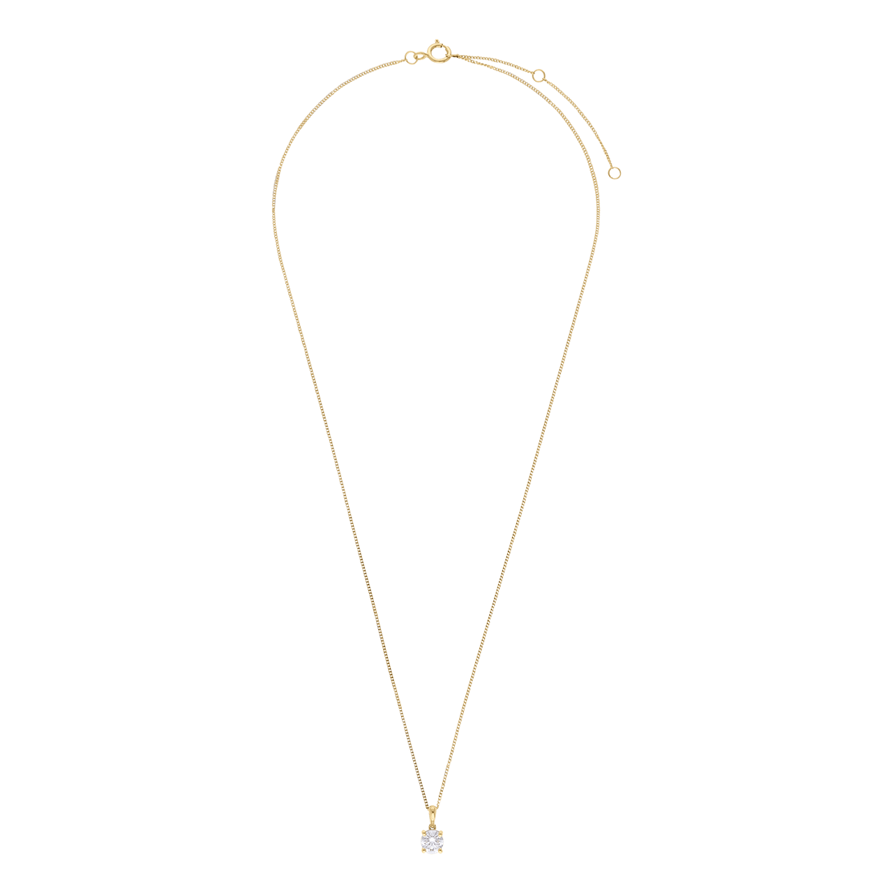 14 karaat gouden ketting met hanger met lab grown diamant 0.50ct