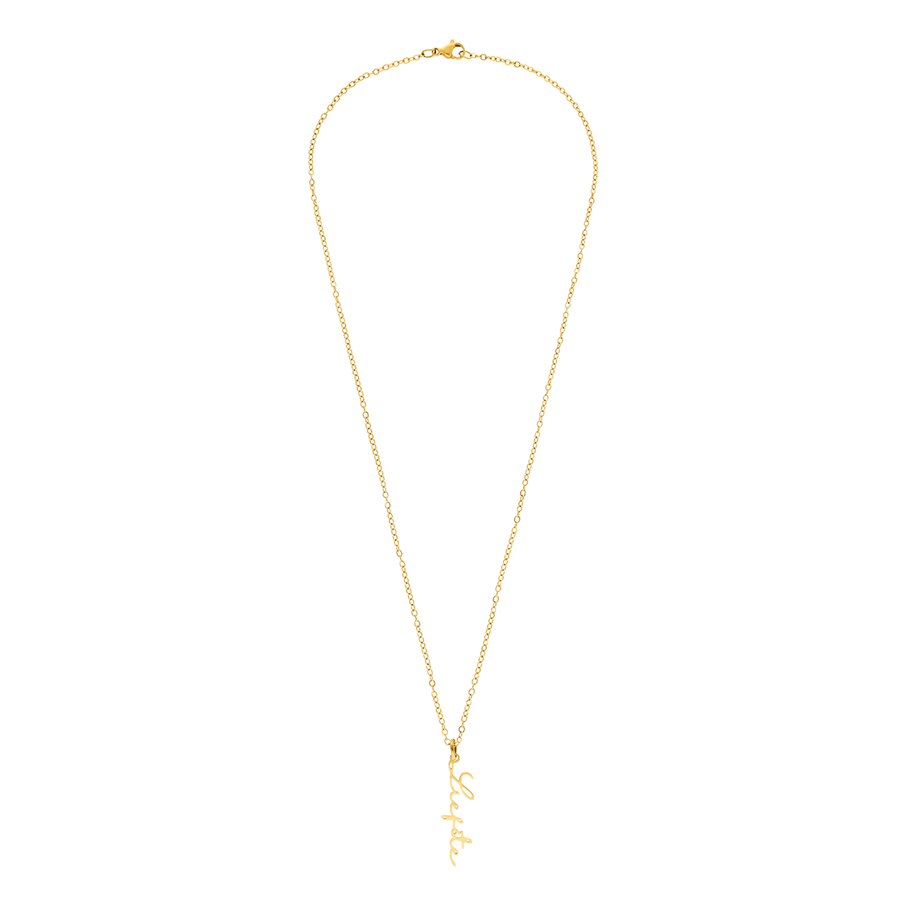 Stainless steel goldplated naamketting met hanger voor dames
