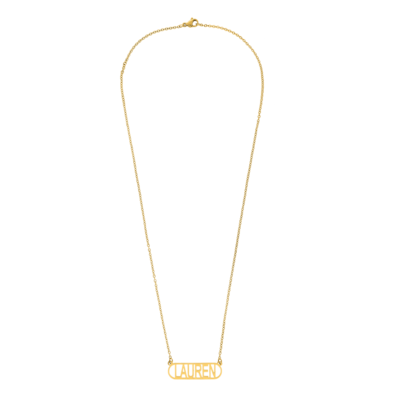 Stainless steel goldplated naamketting voor dames
