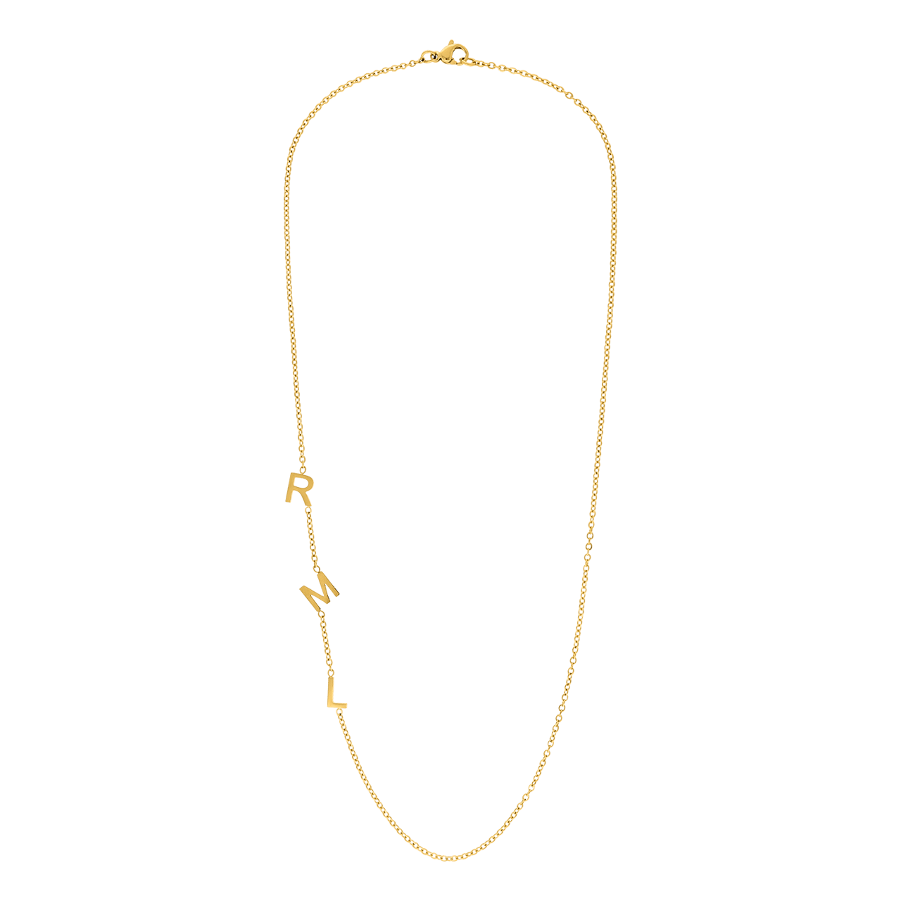 Stainless steel goldplated naamketting letters voor dames