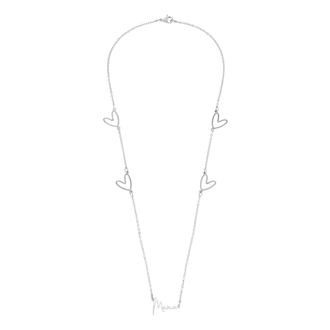 Stainless steel nnamketting met hartjes voor dames