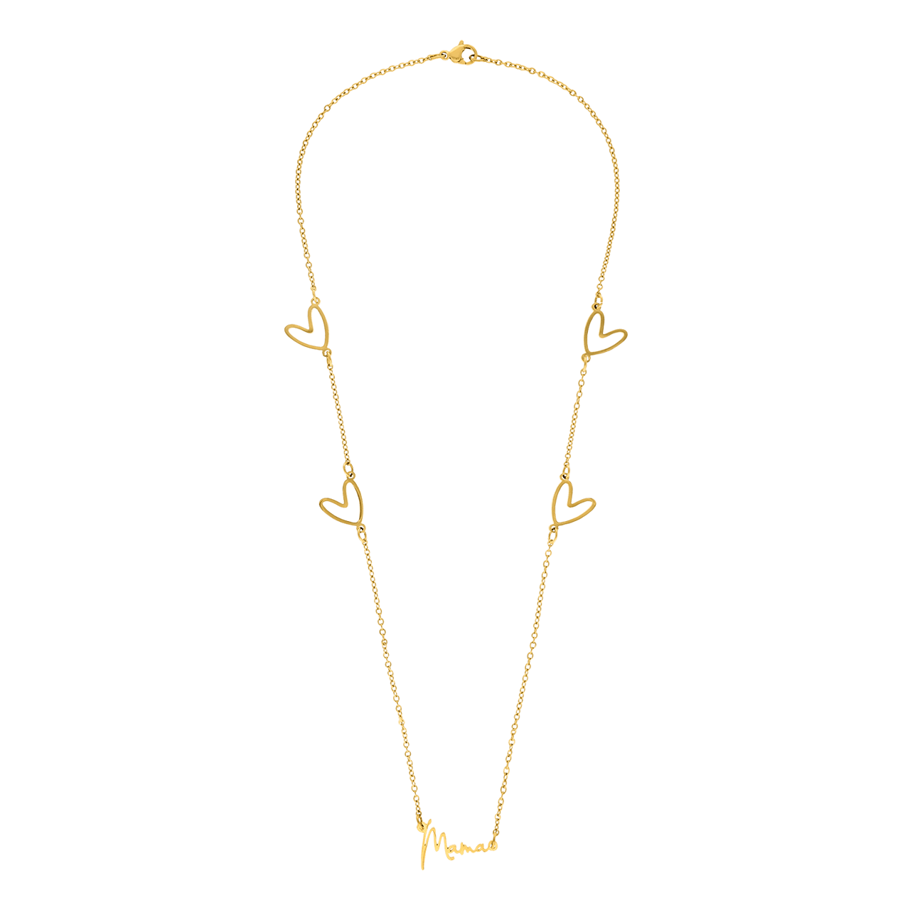 Stainless steel naamketting met hartjes voor dames