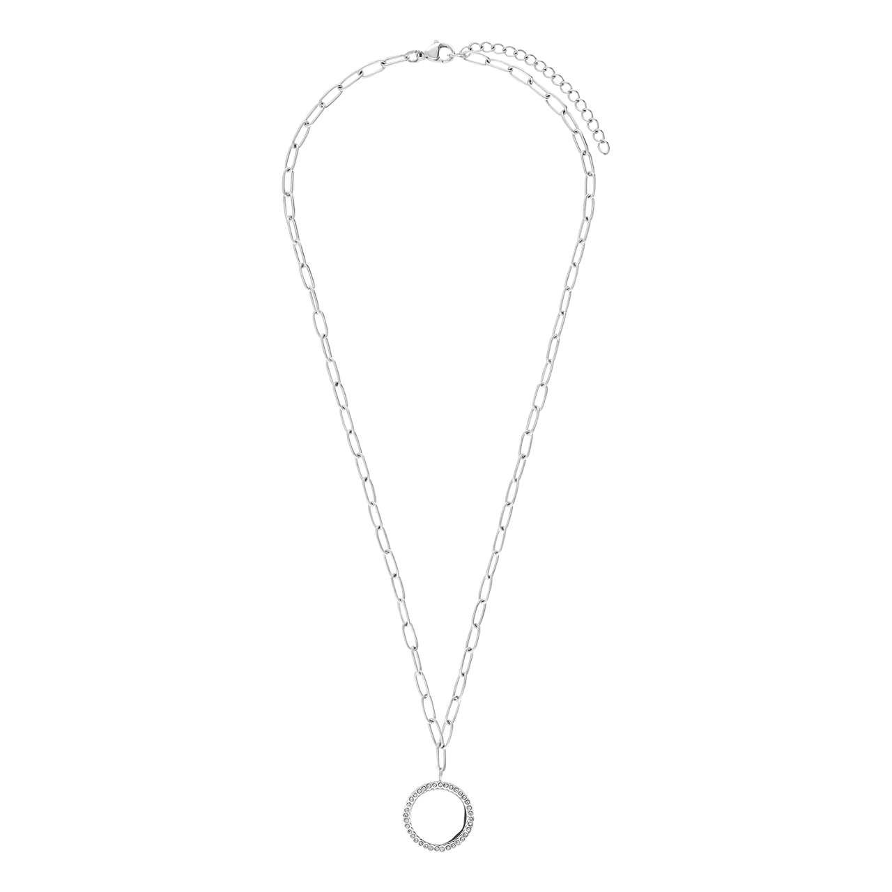 Stainless steel ketting met hanger graveerplaatje met kristal voor dames
