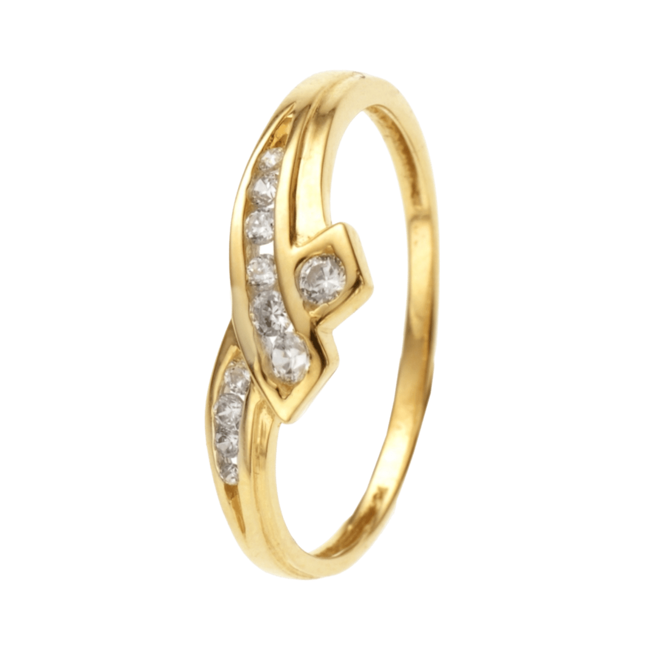 14 karaat geelgouden ring met zirkonia