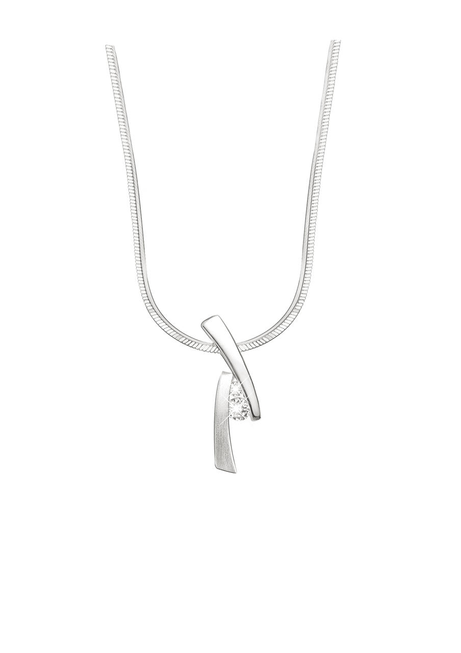 Zilveren ketting met hanger mat/glans met zirkonia