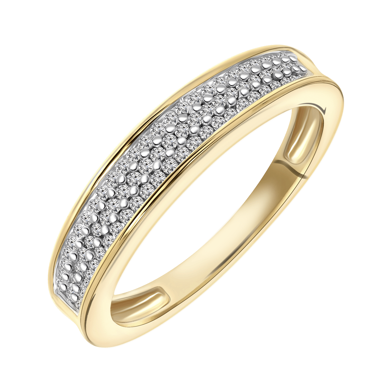 14 Karaat geelgouden ring met 75 diamanten 0,20CT