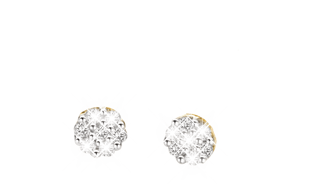 Ohrringe aus 585 Gelbgold mit 14 Diamanten, rund, 0,05 kt