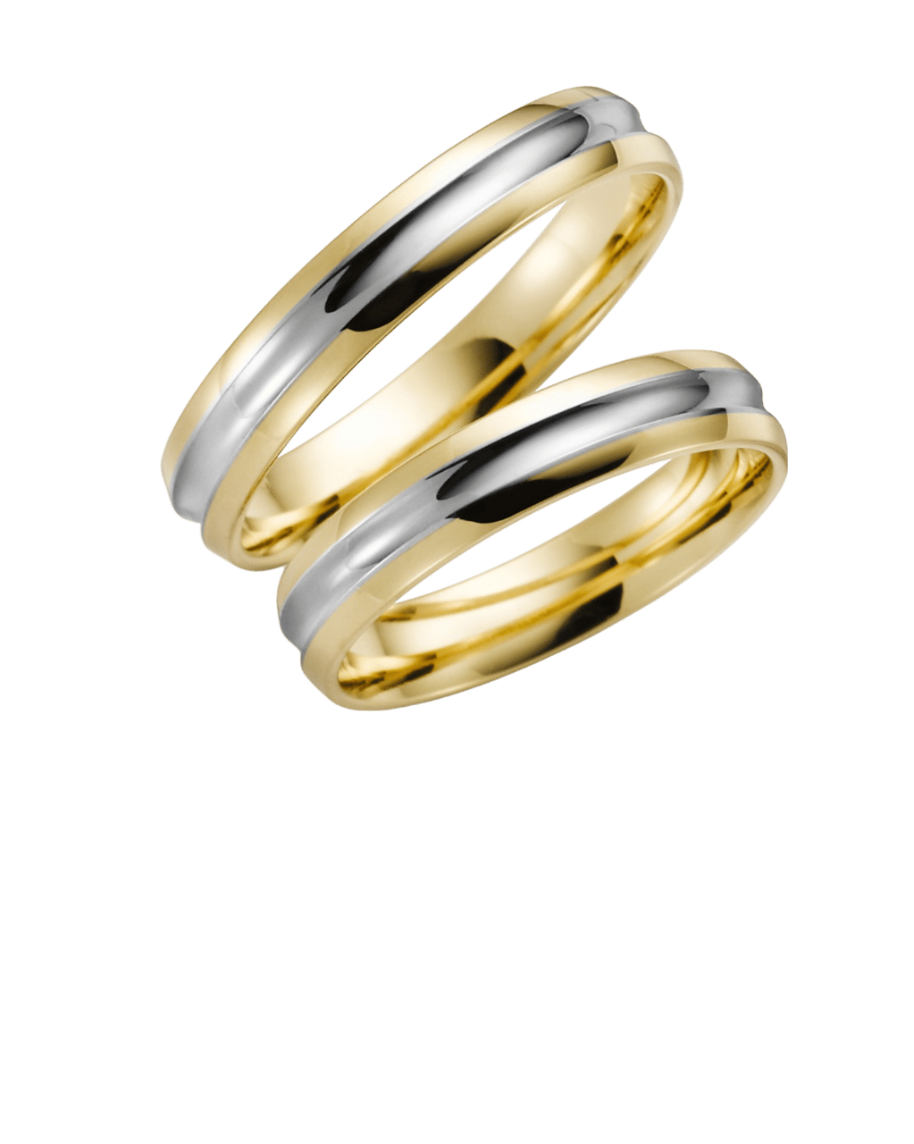 Poppy, zweifarbiger Trauring für Damen, gelb / weiß, 14 Karat, H38