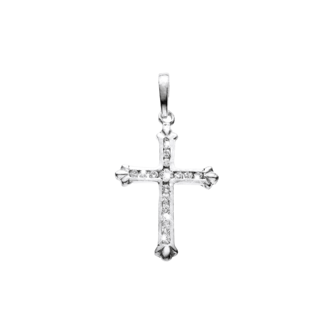 Collana Donna Elli Con Croce E Madonna In Argento 925, Cristalli Zirconia, Progettata In Germania