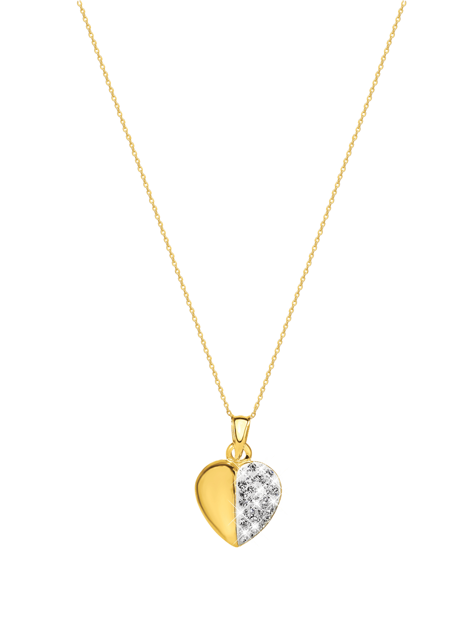 14 karaat geelgouden ketting & hanger hart kristal