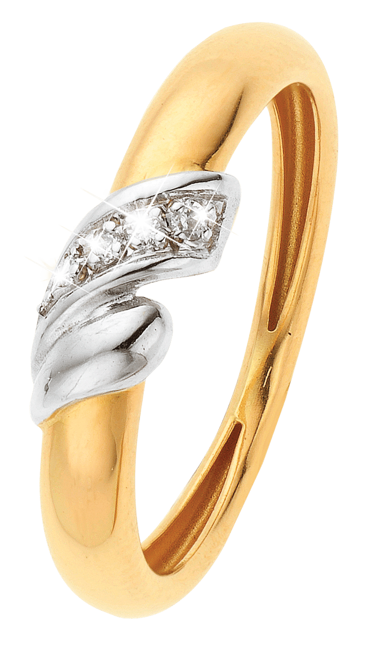 14 karaat bicolour ring met zirkonia