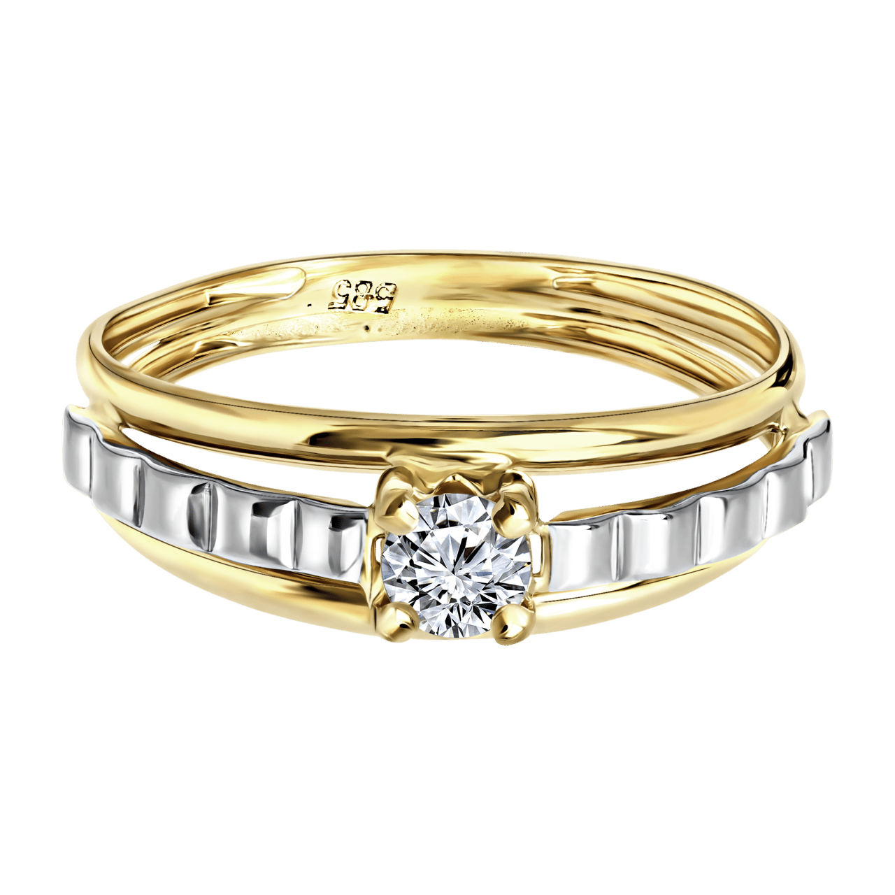 14 Karaat bicolor gouden ring met zirkonia