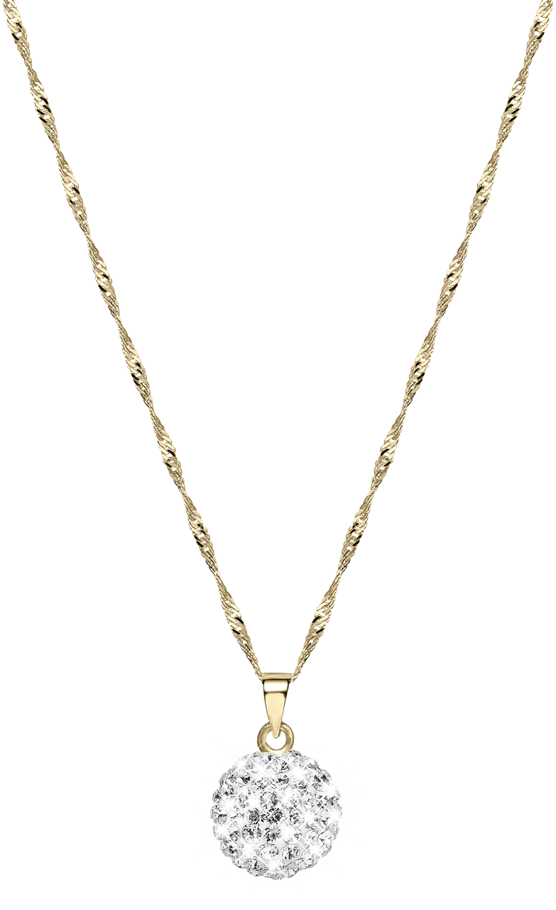 Halskette & Anhänger, 585 Gelbgold, mit Kristall