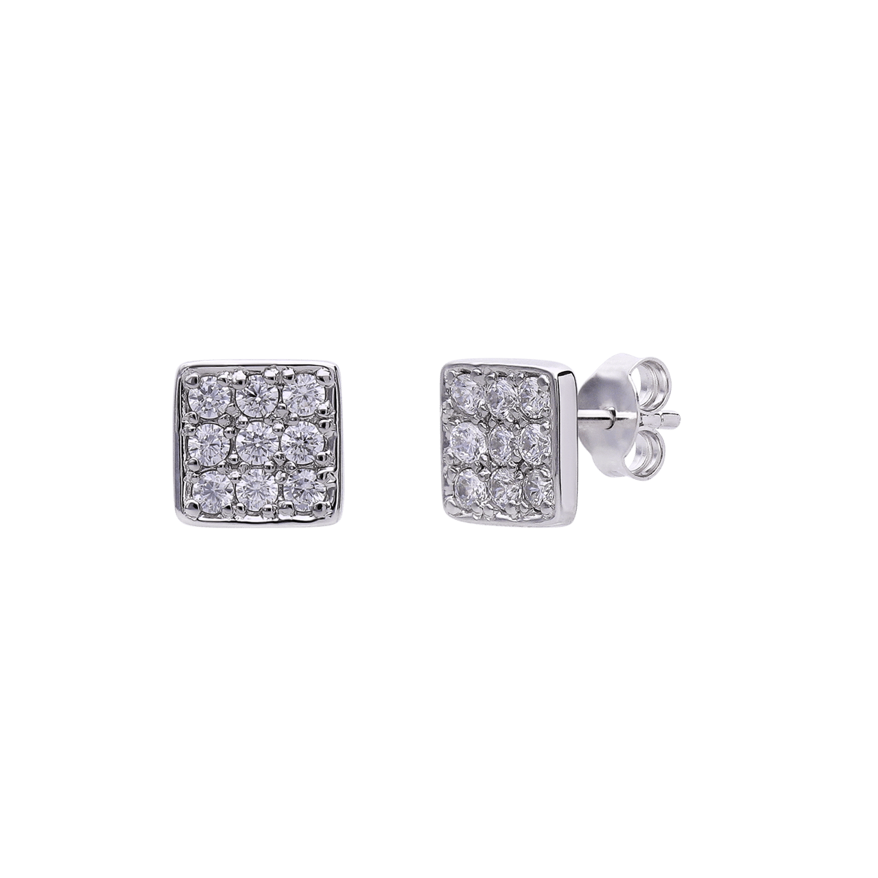 925 Silberne Herrenohrringe mit viereckigem Zirkonia