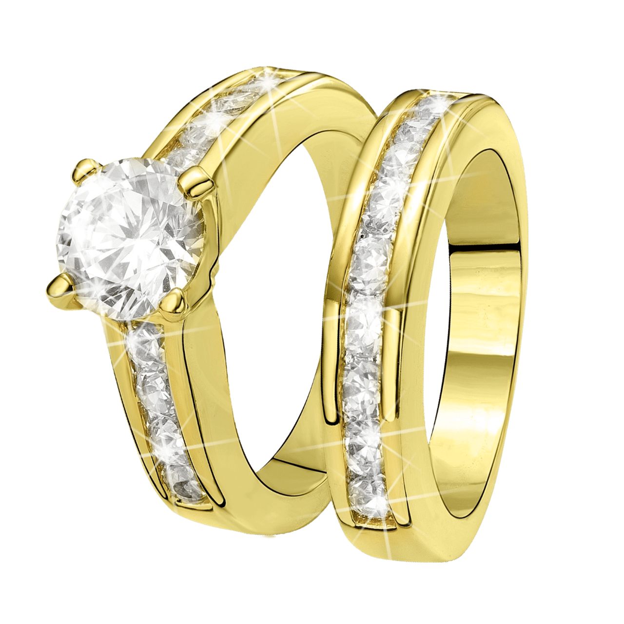 Eve gold plated 2 delige ring met zirkonia