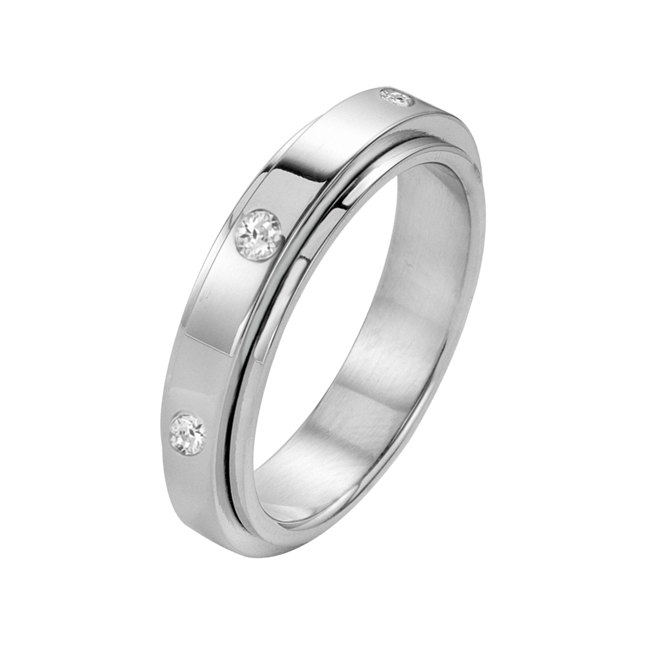 Stainless steel vriendschapsring met zirkonia dames Pisa