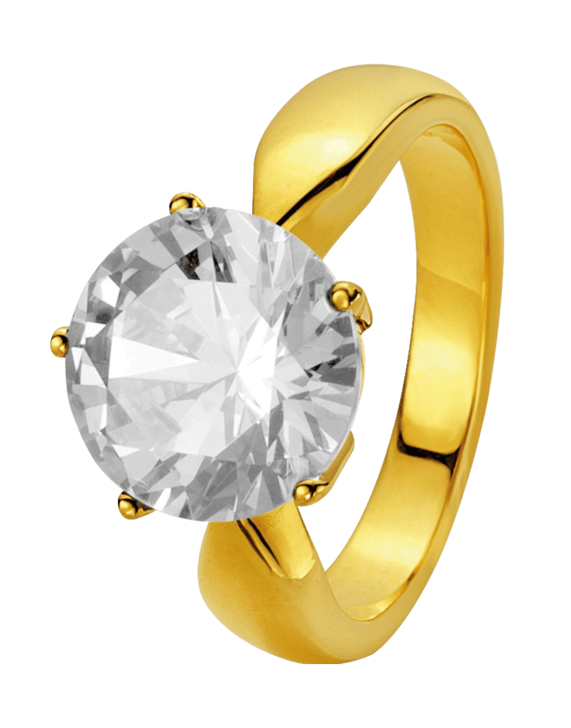 Goldplated ring met zirkonia 10mm