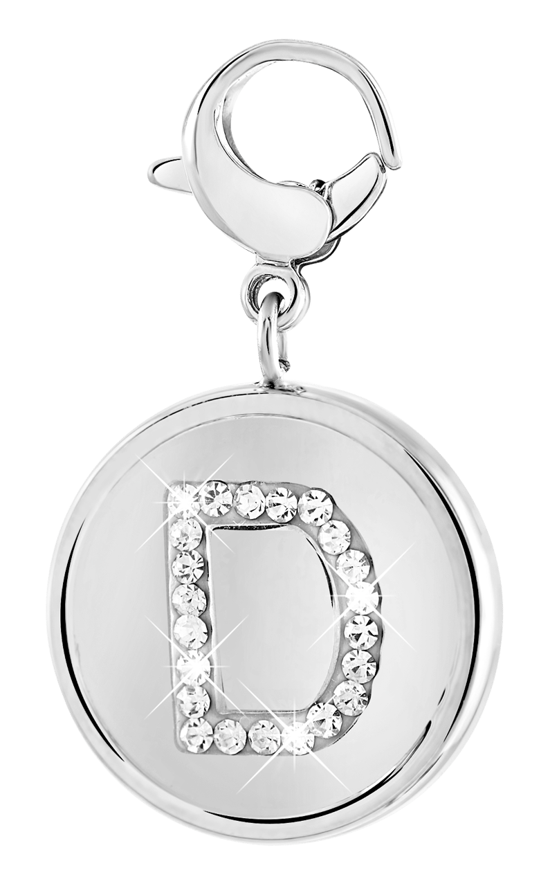 Gerecycleerd just.d stainless steel hanger letter met kristal