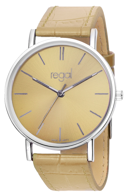 Regal horloge Slimline beige pu leren band 