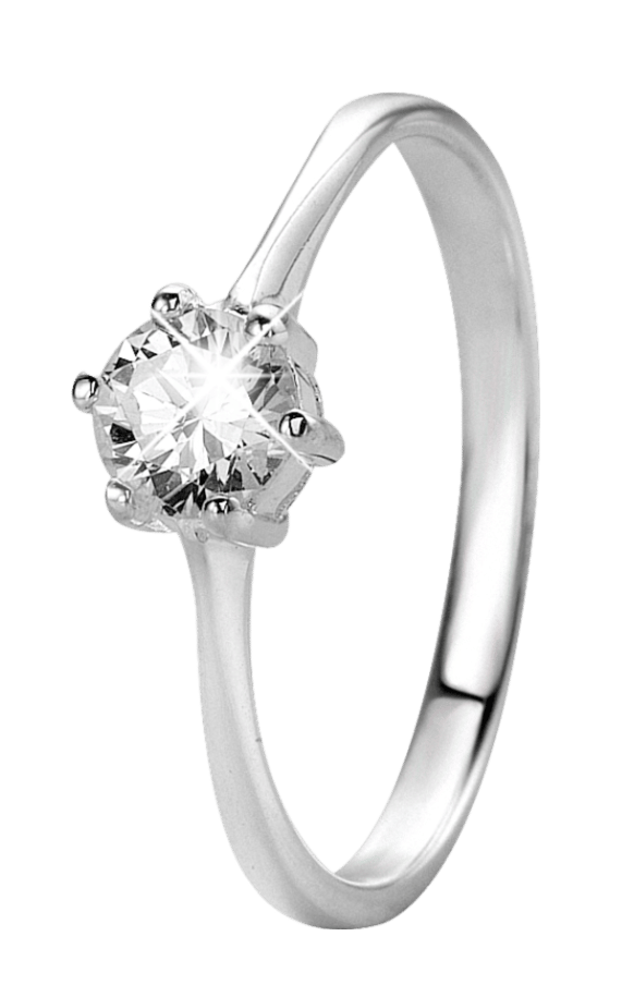 Zilveren ring solitair met zirkonia