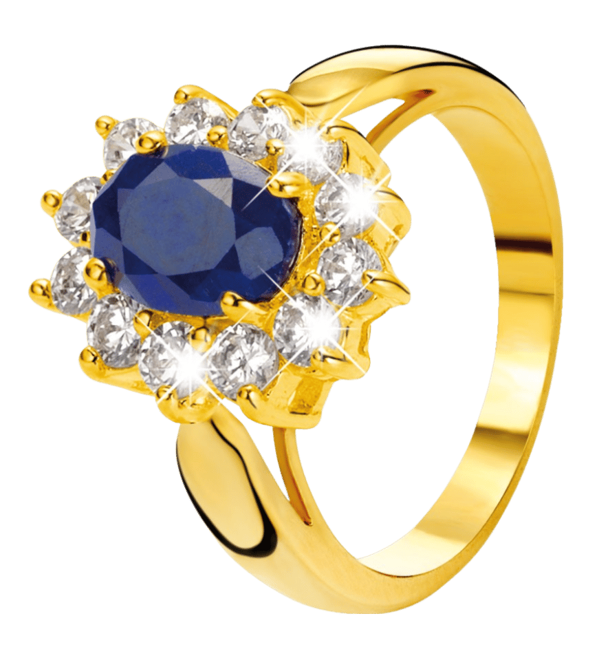 Eve gold plated ring met saffier & zirkonia