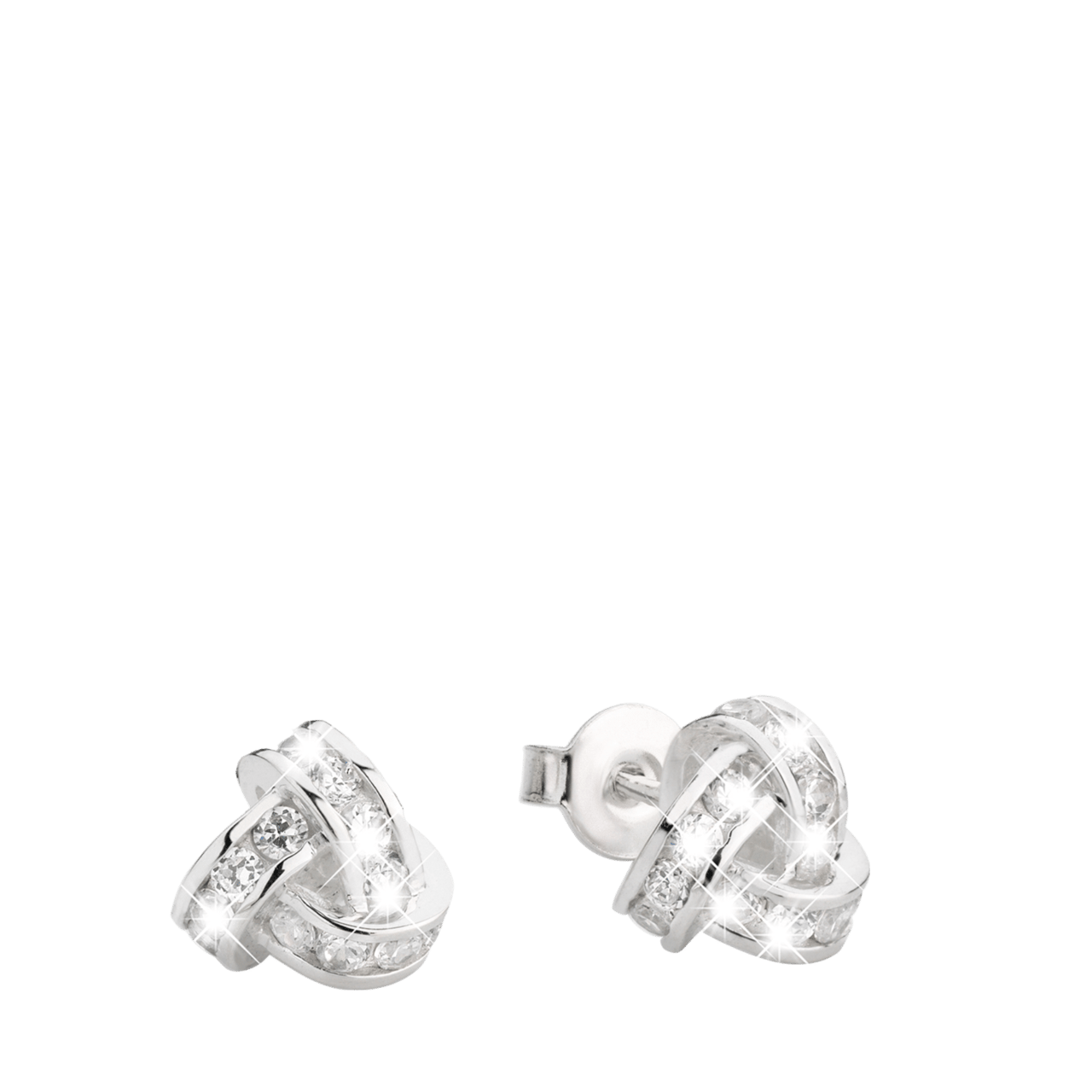Ohrringe, 925 Silber, Knoten mit Zirkonia