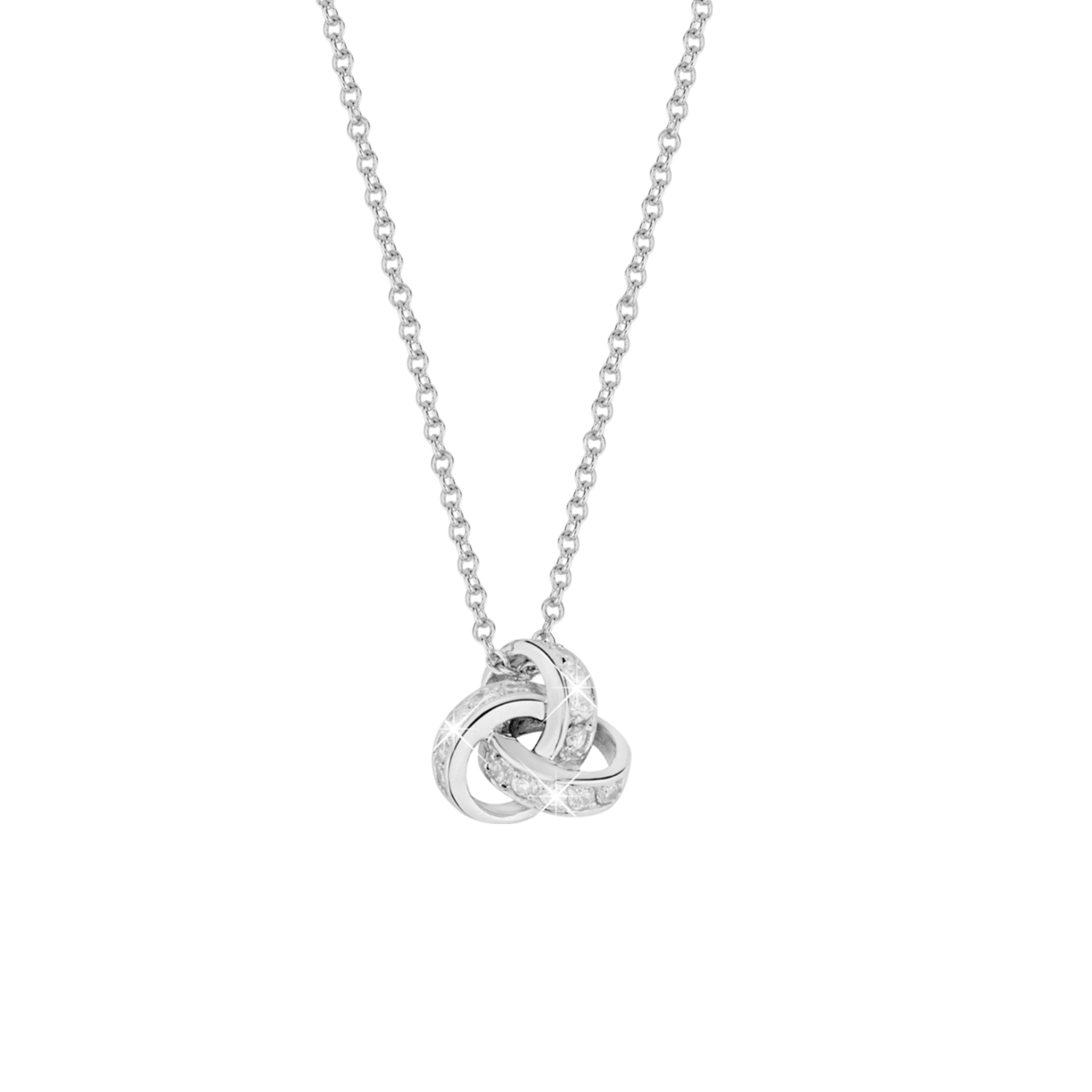 Zilveren ketting & hanger knoop met zirkonia