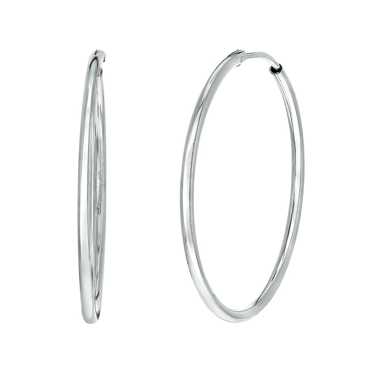 Zilveren oorbellen rhodiumplated 40mm