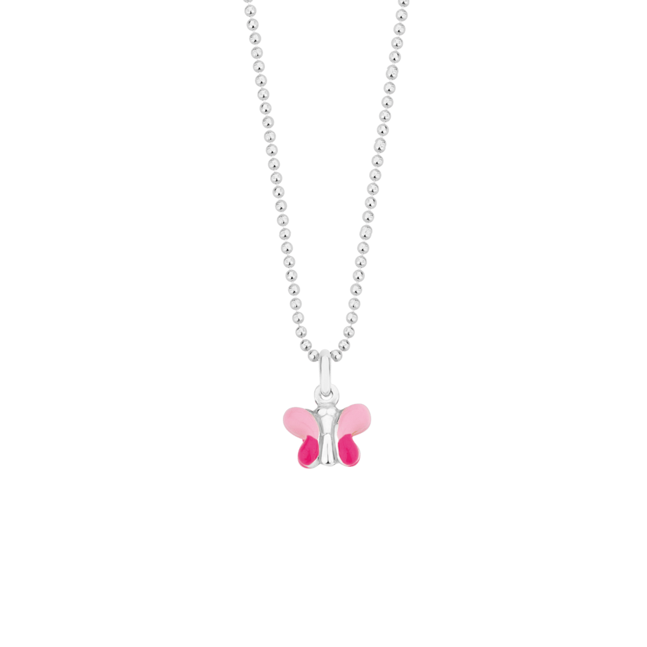 Silberne Kinderhalskette mit Schmetterling-Charms