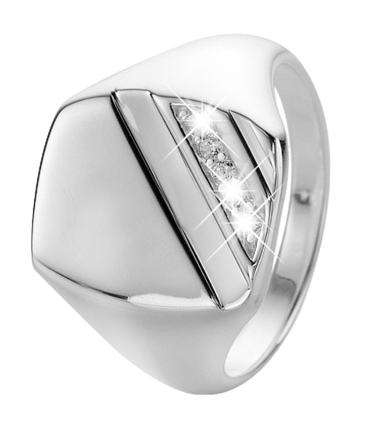 Silberner Siegelring für Herren mit Zirkonia