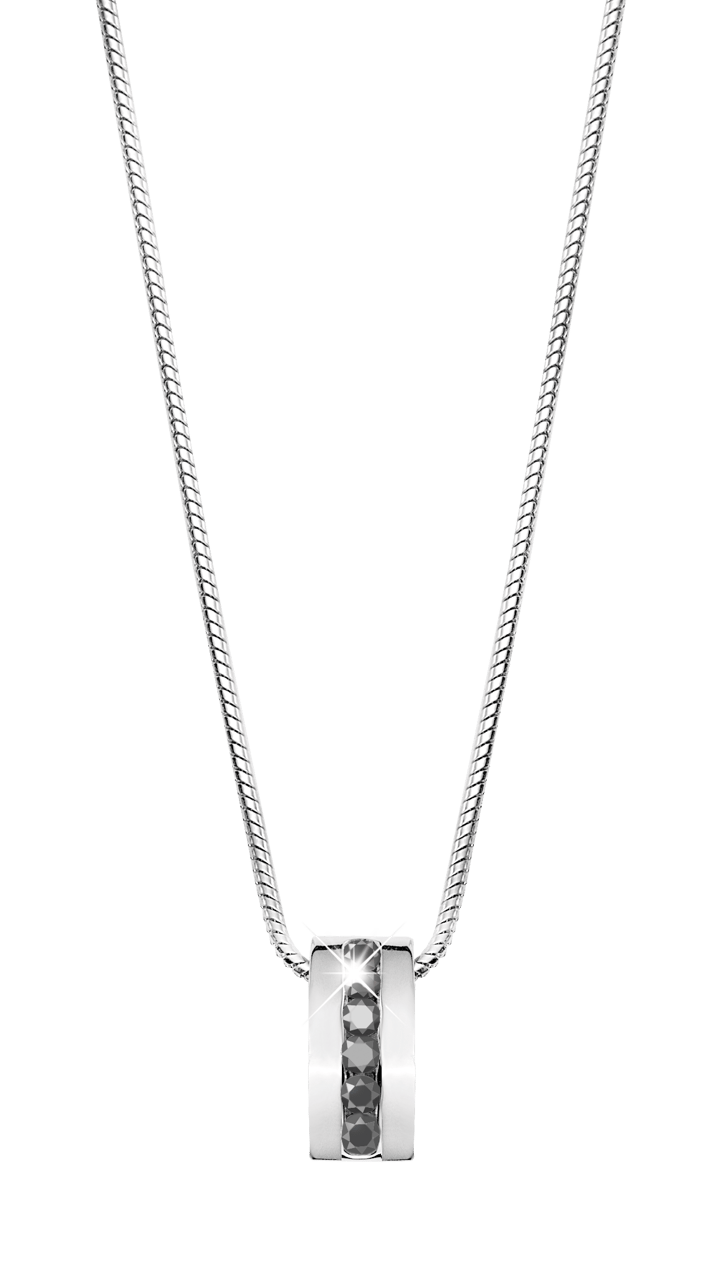 Gerecycled stainless steel ketting & hanger met zwarte zirkonia