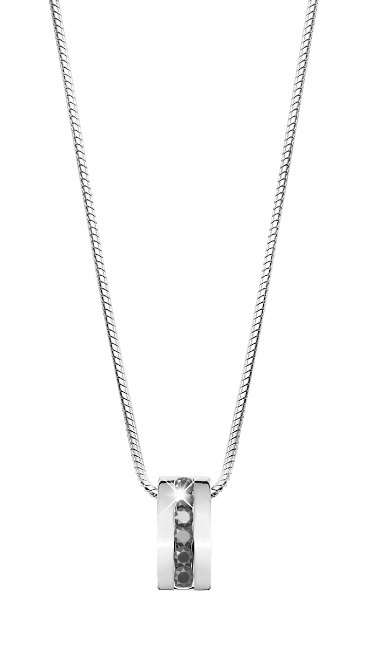 Gerecycleerd stalen ketting & hanger met zwarte zirkonia