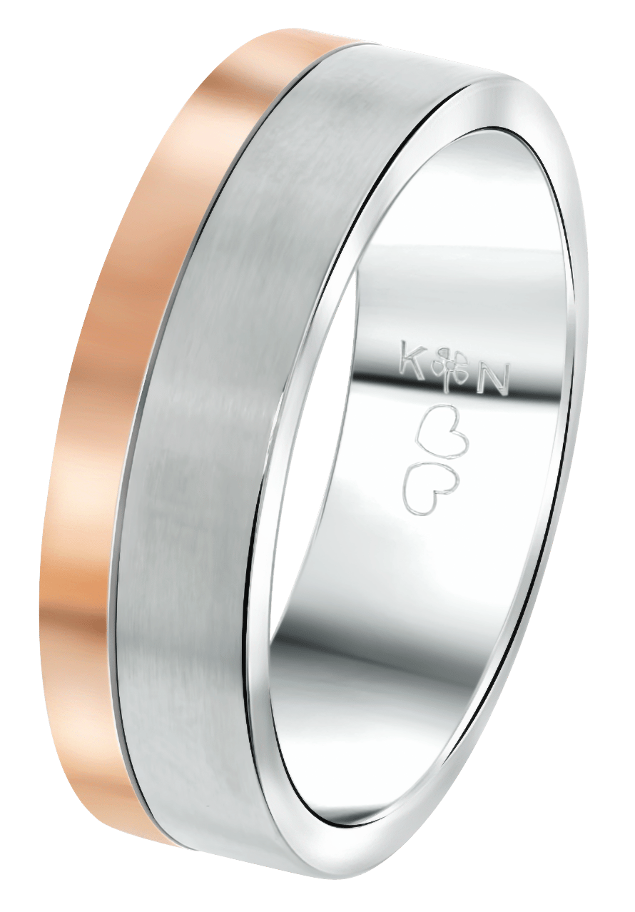 Stainless steel roséplated herenliefdesring Milan