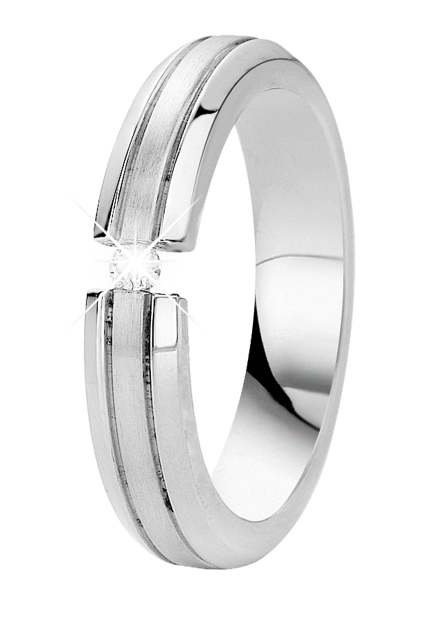 Stainless steel dames ring met zirkonia