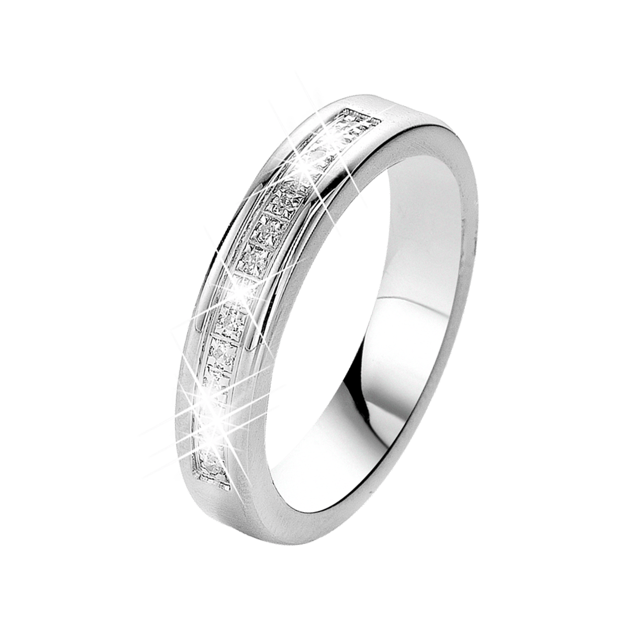 Edelstahl Damenring mit Zirkonia