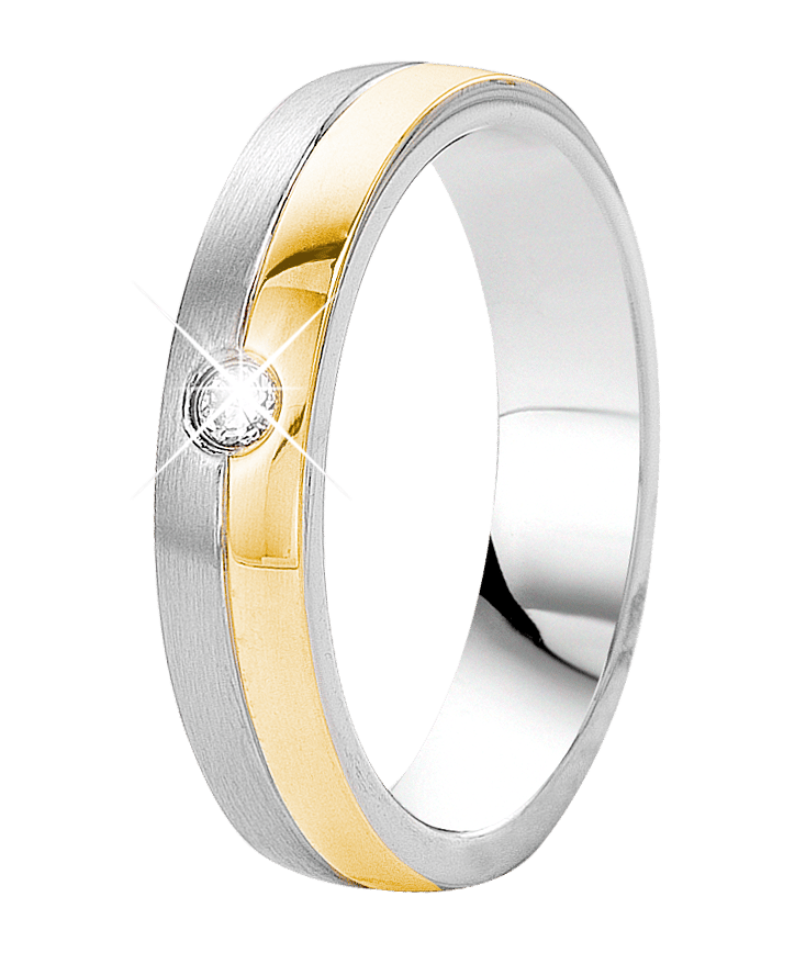 Stainless steel goldplated liefdesring Praag met zirkonia voor dames