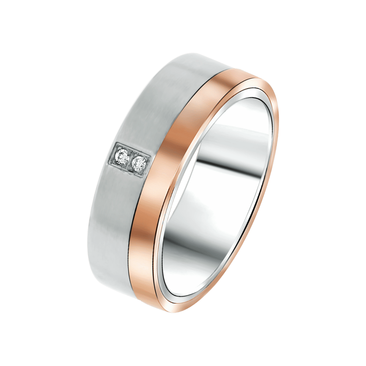 Stainless steel roséplated vriendschapsring Milan met zirkonia voor dames