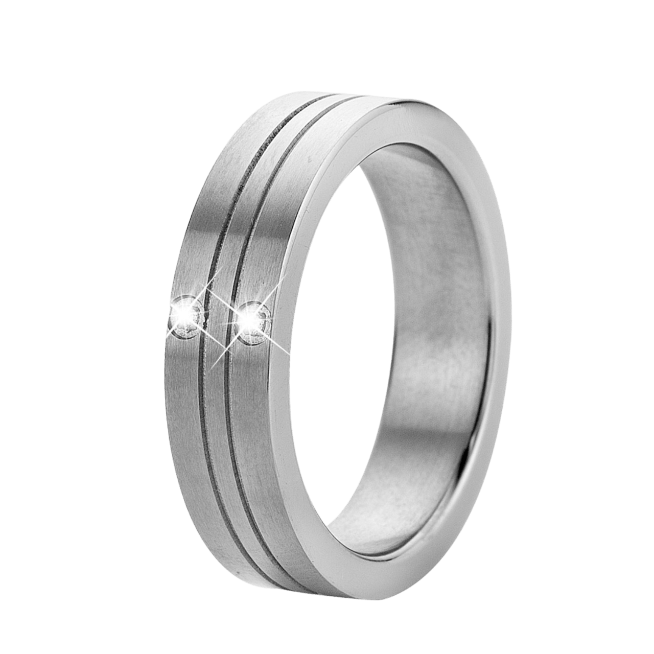 Titanium liefdesring You & Me met zirkonia