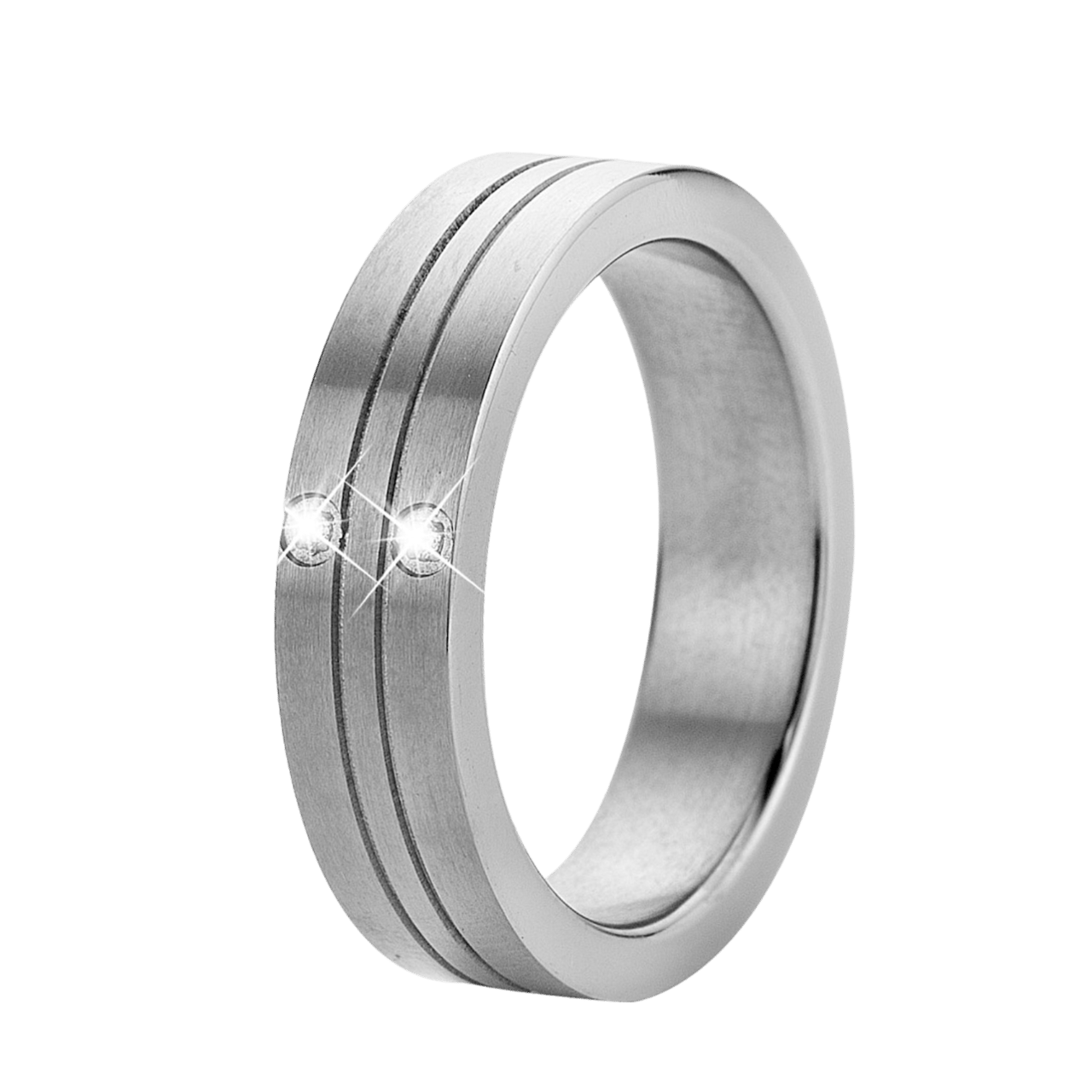 Titanium vriendschapsring You & Me met zirkonia