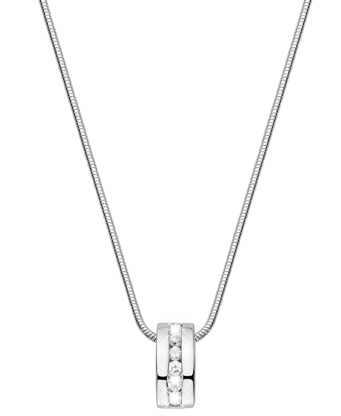 Stalen roséplated ketting met hanger met zirkonia voor dames