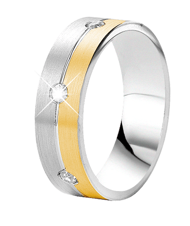 Zilveren goldplated liefdesring Monaco met zirkonia voor dames