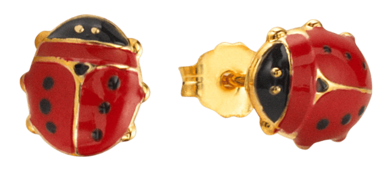 Kinderohrringe, 585 Gold, Marienkäfer, rot
