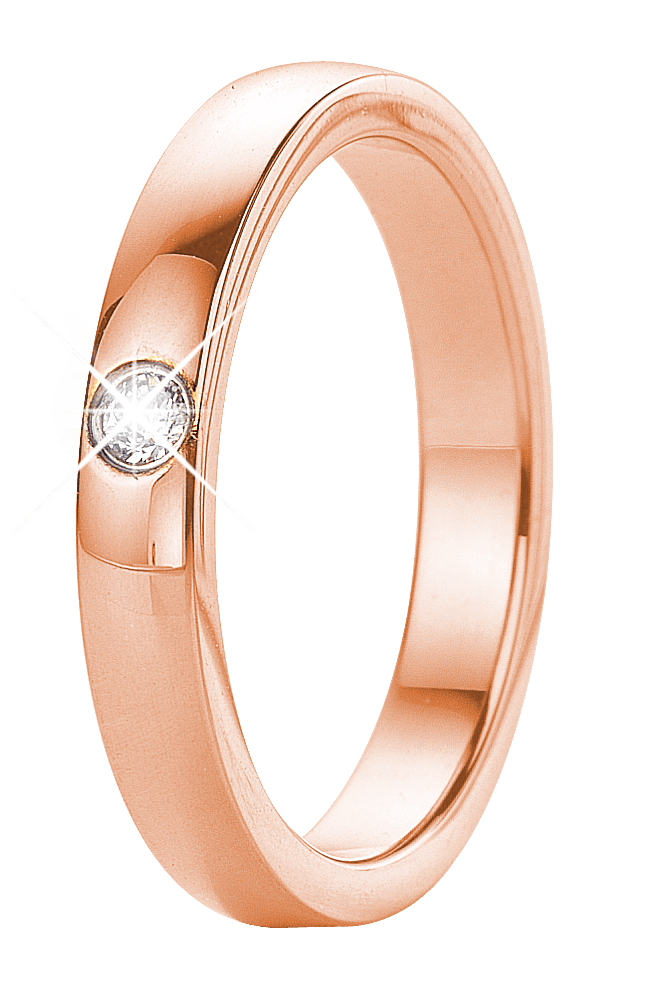 Gerecycleerd stainless steel rose plated ring met zirkonia