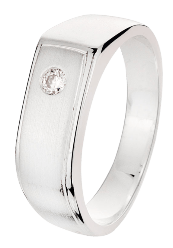 Zilveren heren zegelring met zirkonia