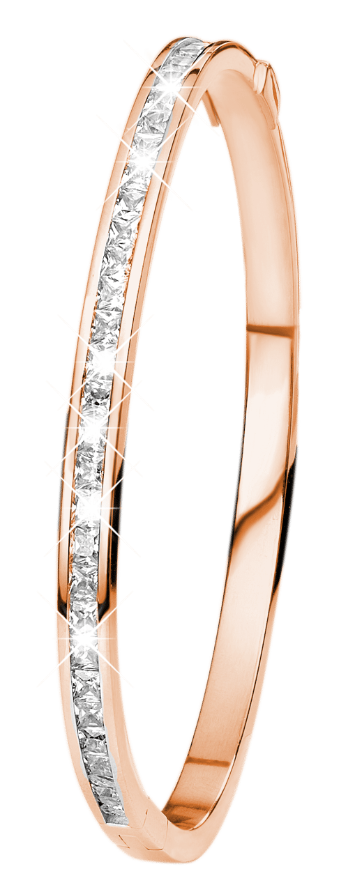 Gerecycled stalen roseplated armband bangle met zirkonia