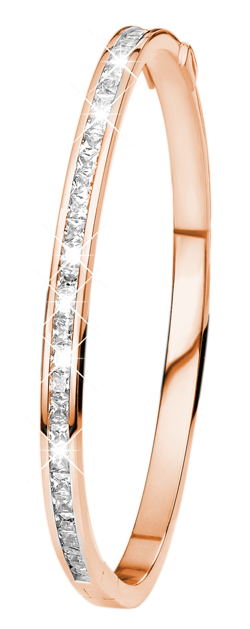 Gerecycleerd stainless steel roseplated armband bangle met zirkonia