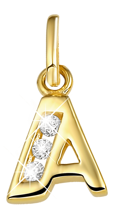 14 karaat geelgouden letterhanger met zirkonia