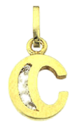 14 karaat geelgouden letterhanger met zirkonia
